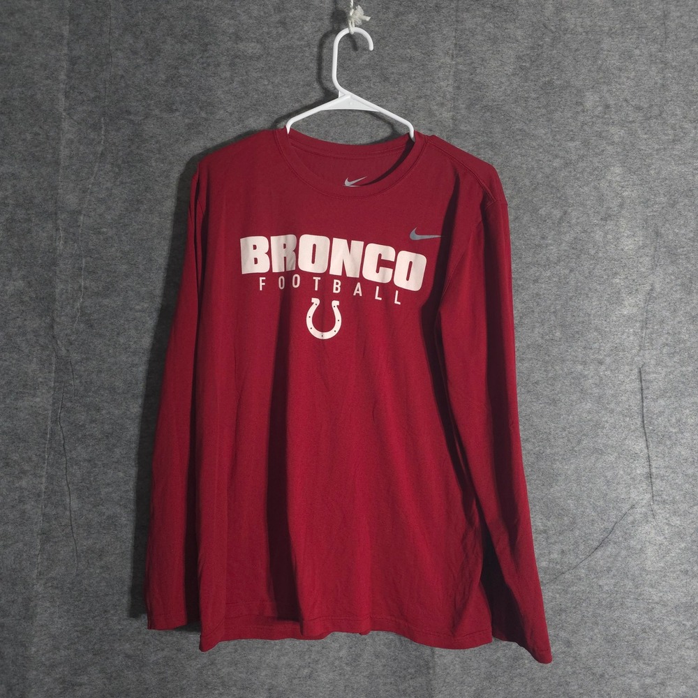 Nike Dri-FIT Football T Shirt Mens Large Bronco Long Sleeve Athletic Cut Pro Tee